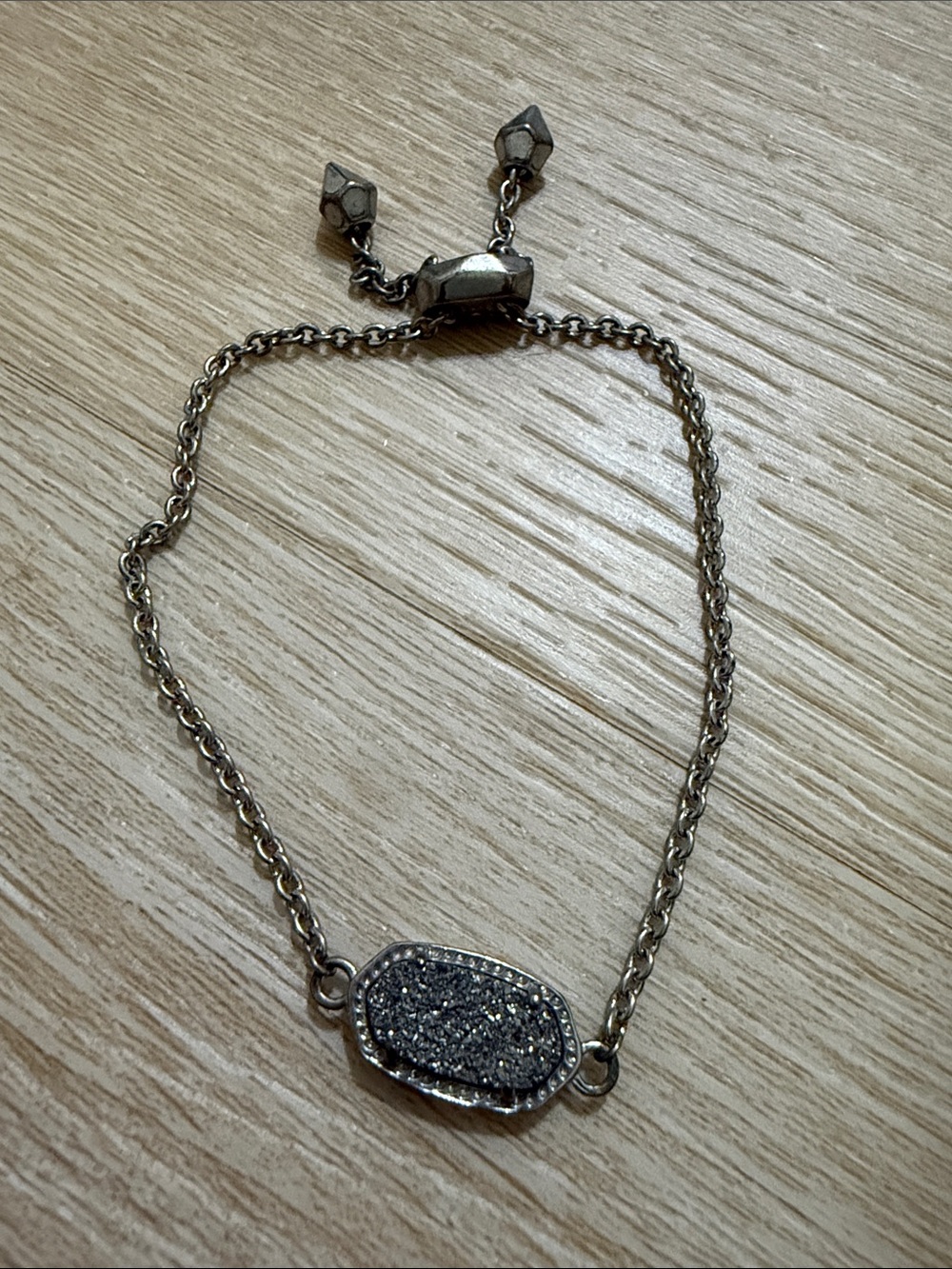 Kendra Scott Silver Druzy Adjustable Slide Bracelet